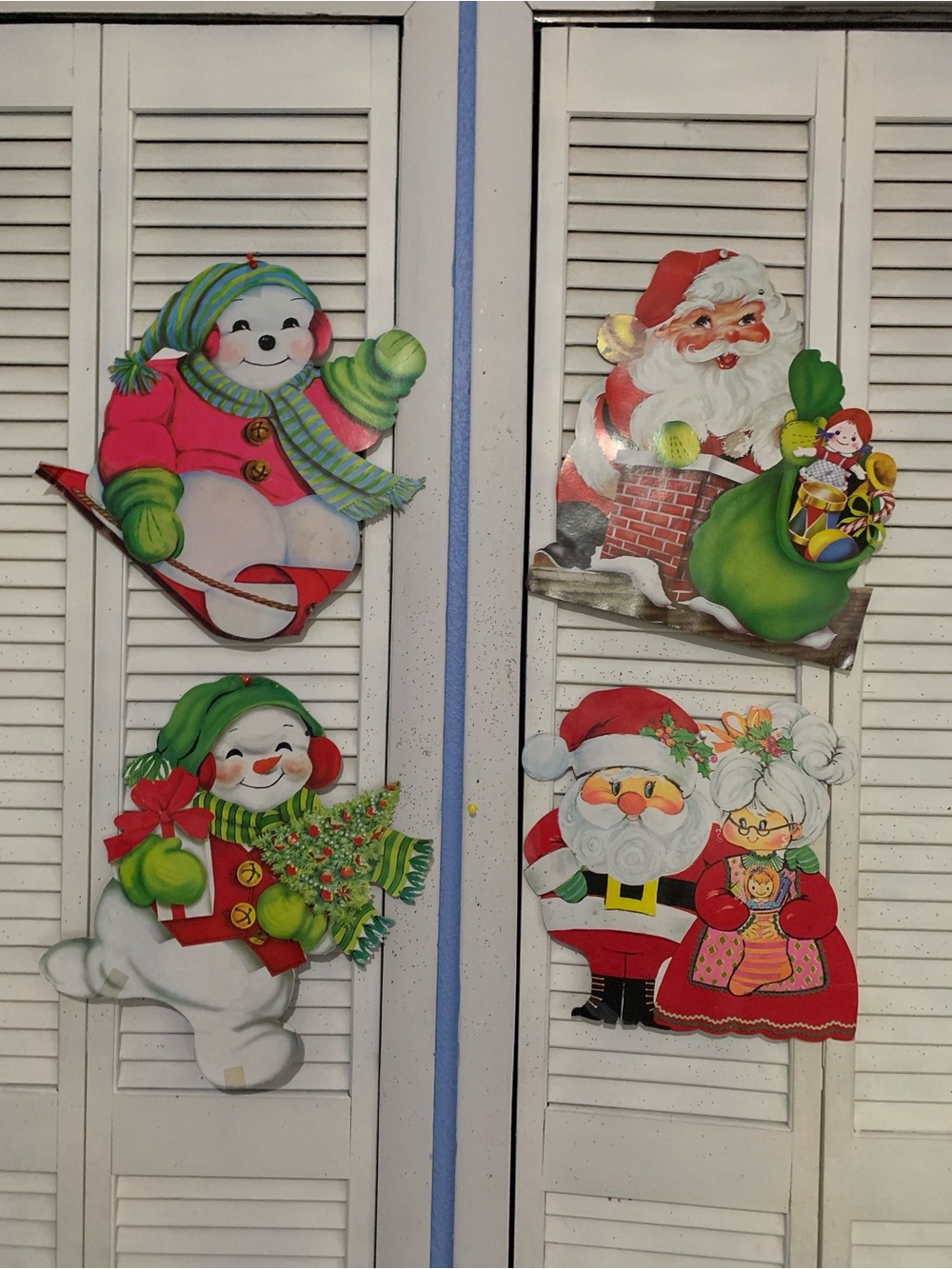 Lot 4 Vintage Die Cut Christmas Cardboard Wall Decor